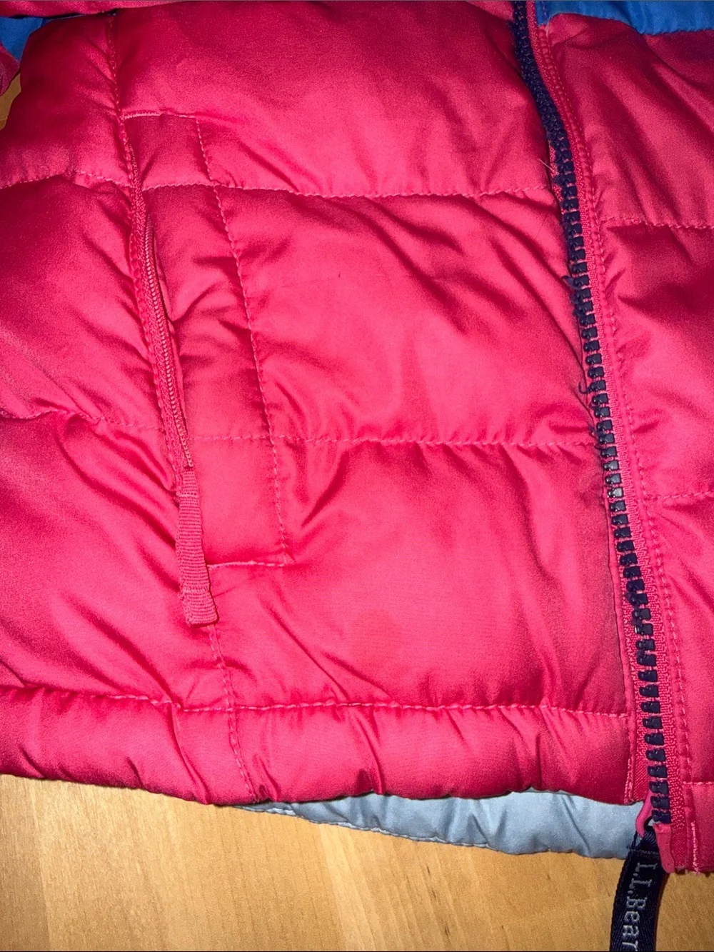 L.L. Bean Girls' Hooded Colorblock Down Jacket 4T
